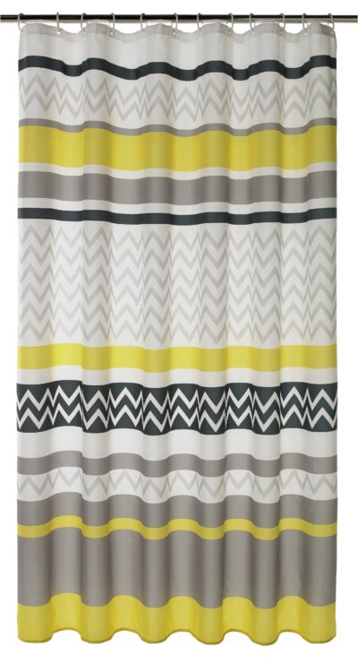 HOME - Chevron Shower Curtain - Charcoal and Grey